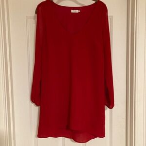 TOBI Red Long Sleeve Cold Shoulder Mini Dress
